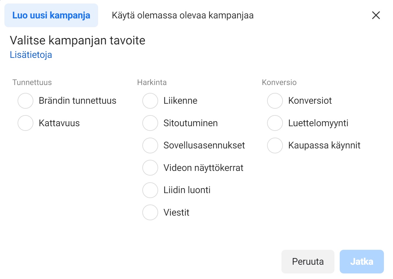 Facebookin 11 kampanjatavoitetta